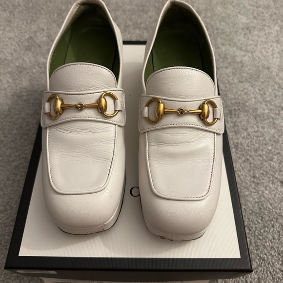 GUCCI HOUDAN PLATFORM LOAFERS GREAT WHITE - Picture 1 of 5